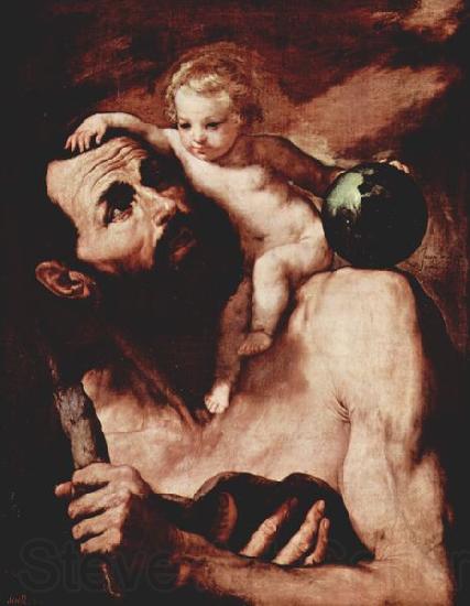 Jose de Ribera Christophorus mit dem Jesuskind Spain oil painting art